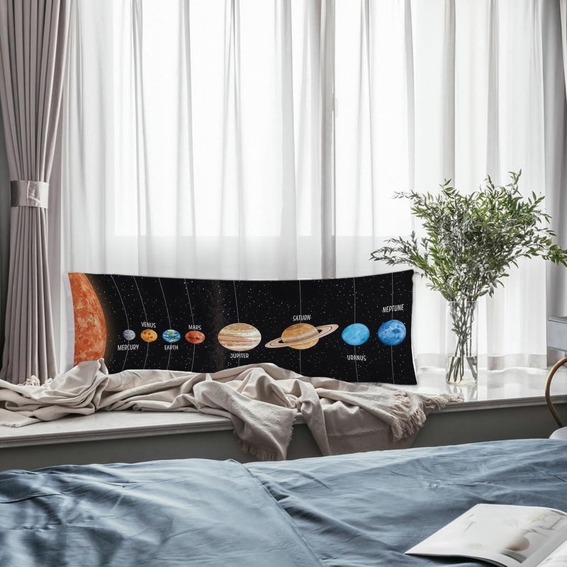 Exqcom Store Space Nursery Body Pillow Covers 20x54, Space Room Decor Gifts for Boys, Outer Space Universe Galaxy Planet Long Body Pillow Case Cover with Hidden Zipper for Kids Girls Boys - Image 5